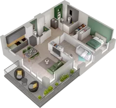 3 pokoje, mieszkanie 63,96 m², piętro 3, oferta nr WO/P3/42, Wiszące Ogrody, Gdańsk, Jasień, Kiełpinek, ul. Przytulna