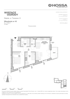 3 pokoje, mieszkanie 57,06 m², piętro 3, oferta nr WO/T13/43, Wiszące Ogrody, Gdańsk, Jasień, Kiełpinek, ul. Przytulna