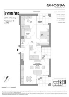 4 pokoje, mieszkanie 71,44 m², piętro 3, oferta nr CP/R5/25, Centralpark, Gdańsk, Piecki-Migowo, Morena, ul. Franciszka Rakoczego