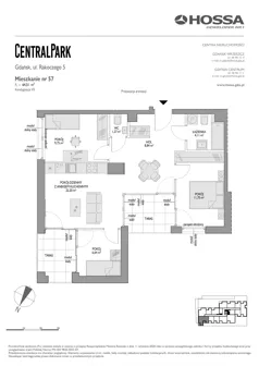 4 pokoje, mieszkanie 64,51 m², piętro 6, oferta nr CP/R5/57, Centralpark, Gdańsk, Piecki-Migowo, Morena, ul. Franciszka Rakoczego
