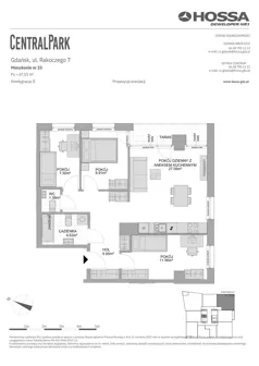 4 pokoje, mieszkanie 67,01 m², piętro 1, oferta nr CP/R7/23, Centralpark, Gdańsk, Piecki-Migowo, Morena, ul. Franciszka Rakoczego