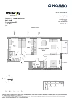 4 pokoje, mieszkanie 80,06 m², piętro 1, oferta nr WW/B4/23, Welocity Wiczlino, Gdynia, Chwarzno-Wiczlino, ul. Jana Kazimierza