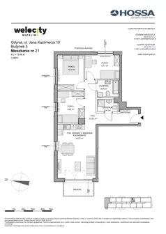 4 pokoje, mieszkanie 73,46 m², piętro 1, oferta nr WW/B5/21, Welocity Wiczlino, Gdynia, Chwarzno-Wiczlino, ul. Jana Kazimierza