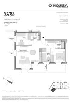 4 pokoje, mieszkanie 70,80 m², piętro 2, oferta nr WO/P3/35, Wiszące Ogrody, Gdańsk, Jasień, Kiełpinek, ul. Przytulna