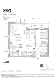 4 pokoje, mieszkanie 71,18 m², parter, oferta nr WO/P31/4, Wiszące Ogrody, Gdańsk, Jasień, Kiełpinek, ul. Przytulna