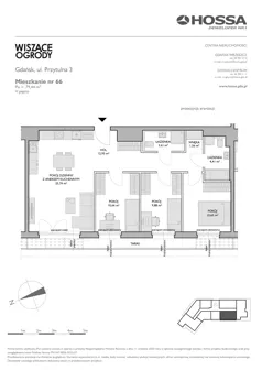 4 pokoje, mieszkanie 79,44 m², piętro 5, oferta nr WO/P3/66, Wiszące Ogrody, Gdańsk, Jasień, Kiełpinek, ul. Przytulna