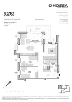 4 pokoje, mieszkanie 80,32 m², piętro 2, oferta nr WO/P1/17, Wiszące Ogrody, Gdańsk, Jasień, Kiełpinek, ul. Przytulna