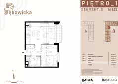 2 pokoje, mieszkanie 42,48 m², piętro 1, oferta nr B.1.27, Pękowicka, Kraków, Prądnik Biały, ul. Pękowicka