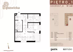 3 pokoje, mieszkanie 54,89 m², piętro 1, oferta nr B.1.48, Pękowicka, Kraków, Prądnik Biały, ul. Pękowicka