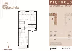 3 pokoje, mieszkanie 50,82 m², piętro 3, oferta nr A.3.34, Pękowicka, Kraków, Prądnik Biały, ul. Pękowicka
