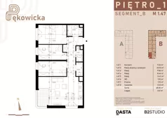 4 pokoje, mieszkanie 68,01 m², piętro 1, oferta nr B.1.47, Pękowicka, Kraków, Prądnik Biały, ul. Pękowicka