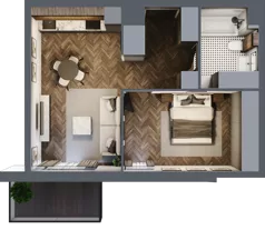 2 pokoje, mieszkanie 45,16 m², piętro 1, oferta nr A.M01, Paderewskiego 29, Katowice, Osiedle Paderewskiego-Muchowiec, Dolina Trzech Stawów, ul. Ignacego Paderewskiego 29