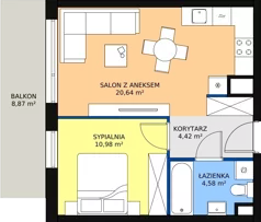 2 pokoje, mieszkanie 40,62 m², piętro 1, oferta nr A.M05, Paderewskiego 29, Katowice, Osiedle Paderewskiego-Muchowiec, Dolina Trzech Stawów, ul. Ignacego Paderewskiego 29