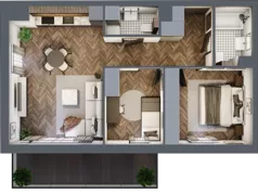3 pokoje, mieszkanie 57,29 m², piętro 1, oferta nr A.M08, Paderewskiego 29, Katowice, Osiedle Paderewskiego-Muchowiec, Dolina Trzech Stawów, ul. Ignacego Paderewskiego 29