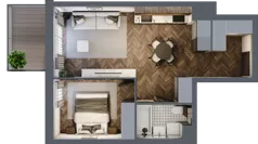 2 pokoje, mieszkanie 42,47 m², piętro 1, oferta nr A.M63, Paderewskiego 29, Katowice, Osiedle Paderewskiego-Muchowiec, Dolina Trzech Stawów, ul. Ignacego Paderewskiego 29