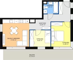 3 pokoje, mieszkanie 55,40 m², piętro 1, oferta nr A.M64, Paderewskiego 29, Katowice, Osiedle Paderewskiego-Muchowiec, Dolina Trzech Stawów, ul. Ignacego Paderewskiego 29