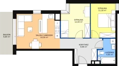 3 pokoje, mieszkanie 57,75 m², piętro 1, oferta nr B.M01, Paderewskiego 29, Katowice, Osiedle Paderewskiego-Muchowiec, Dolina Trzech Stawów, ul. Ignacego Paderewskiego 29