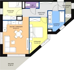 3 pokoje, mieszkanie 58,71 m², piętro 3, oferta nr B.M28, Paderewskiego 29, Katowice, Osiedle Paderewskiego-Muchowiec, Dolina Trzech Stawów, ul. Ignacego Paderewskiego 29