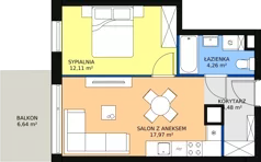 2 pokoje, mieszkanie 38,82 m², piętro 5, oferta nr B.M45, Paderewskiego 29, Katowice, Osiedle Paderewskiego-Muchowiec, Dolina Trzech Stawów, ul. Ignacego Paderewskiego 29