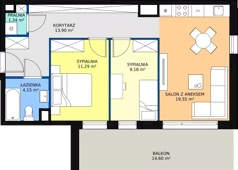 3 pokoje, mieszkanie 59,41 m², piętro 5, oferta nr B.M50, Paderewskiego 29, Katowice, Osiedle Paderewskiego-Muchowiec, Dolina Trzech Stawów, ul. Ignacego Paderewskiego 29