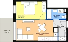 2 pokoje, mieszkanie 38,82 m², piętro 6, oferta nr B.M55, Paderewskiego 29, Katowice, Osiedle Paderewskiego-Muchowiec, Dolina Trzech Stawów, ul. Ignacego Paderewskiego 29