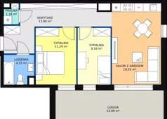 3 pokoje, mieszkanie 59,42 m², piętro 8, oferta nr B.M76, Paderewskiego 29, Katowice, Osiedle Paderewskiego-Muchowiec, Dolina Trzech Stawów, ul. Ignacego Paderewskiego 29