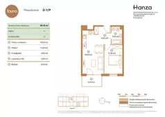 2 pokoje, mieszkanie 39,45 m², parter, oferta nr D7/P, Fauna - bud. D, Gdańsk, Orunia Górna-Gdańsk Południe, ul. Hokejowa 25