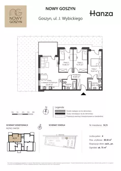 4 pokoje, mieszkanie 80,18 m², piętro 1, oferta nr 5A/8, Nowy Goszyn, Goszyn, ul. Józefa Wybickiego