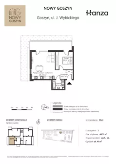 2 pokoje, mieszkanie 48,51 m², piętro 1, oferta nr 5A/7, Nowy Goszyn, Goszyn, ul. Józefa Wybickiego