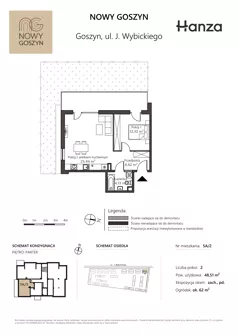 2 pokoje, mieszkanie 48,51 m², parter, oferta nr 5A/2, Nowy Goszyn, Goszyn, ul. Józefa Wybickiego