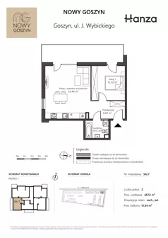 2 pokoje, mieszkanie 48,51 m², piętro 1, oferta nr 5A/7, Nowy Goszyn, Goszyn, ul. Józefa Wybickiego