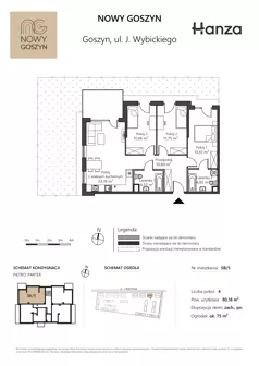 4 pokoje, mieszkanie 80,18 m², piętro 1, oferta nr 5A/8, Nowy Goszyn, Goszyn, ul. Józefa Wybickiego