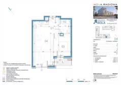 2 pokoje, mieszkanie 44,63 m², piętro 1, oferta nr A04, NOVA RADIOWA, Warszawa, Bemowo, Bemowo-Lotnisko, ul. Wrocławska róg Radiowej