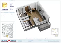 1 pokój, mieszkanie 35,09 m², parter, oferta nr B111, Pułaskiego, Siedlce, ul. Pułaskiego