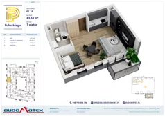 1 pokój, mieszkanie 43,53 m², piętro 1, oferta nr A211, Pułaskiego, Siedlce, ul. Pułaskiego