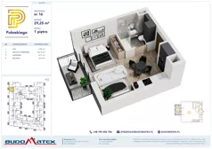 1 pokój, mieszkanie 29,25 m², piętro 1, oferta nr A213, Pułaskiego, Siedlce, ul. Pułaskiego