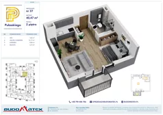 1 pokój, mieszkanie 40,47 m², piętro 2, oferta nr A308, Pułaskiego, Siedlce, ul. Pułaskiego
