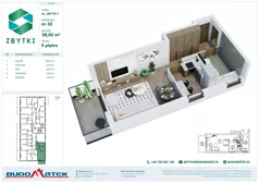 1 pokój, mieszkanie 38,00 m², piętro 5, oferta nr Z7.32, Osiedle Zbytki II, Warszawa, Białołęka, Nowodwory, ul. Zbytki 7