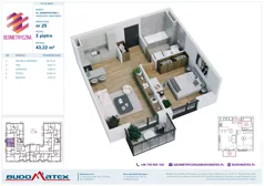2 pokoje, mieszkanie 43,22 m², piętro 3, oferta nr G7.25, Geometryczna 7, Warszawa, Białołęka, Grodzisk, ul. Geometryczna 7