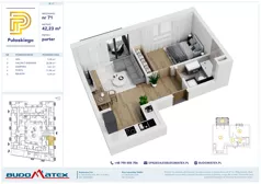 2 pokoje, mieszkanie 42,23 m², parter, oferta nr B107, Pułaskiego, Siedlce, ul. Pułaskiego