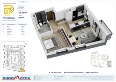 2 pokoje, mieszkanie 50,38 m², parter, oferta nr B109, Pułaskiego, Siedlce, ul. Pułaskiego