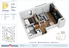 2 pokoje, mieszkanie 38,02 m², piętro 2, oferta nr B304, Pułaskiego, Siedlce, ul. Pułaskiego