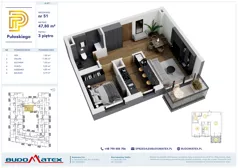 2 pokoje, mieszkanie 47,80 m², piętro 3, oferta nr A409, Pułaskiego, Siedlce, ul. Pułaskiego