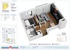 2 pokoje, mieszkanie 38,12 m², piętro 4, oferta nr B504, Pułaskiego, Siedlce, ul. Pułaskiego