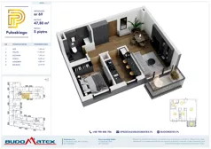 2 pokoje, mieszkanie 47,80 m², piętro 5, oferta nr A606, Pułaskiego, Siedlce, ul. Pułaskiego