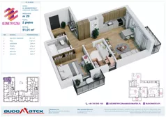 3 pokoje, mieszkanie 51,01 m², piętro 2, oferta nr G7.20, Geometryczna 7, Warszawa, Białołęka, Grodzisk, ul. Geometryczna 7