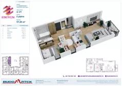 3 pokoje, mieszkanie 57,45 m², piętro 2, oferta nr G7.21, Geometryczna 7, Warszawa, Białołęka, Grodzisk, ul. Geometryczna 7