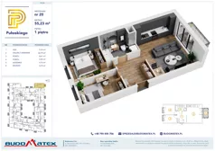 3 pokoje, mieszkanie 55,23 m², piętro 1, oferta nr A204, Pułaskiego, Siedlce, ul. Pułaskiego