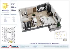 3 pokoje, mieszkanie 53,90 m², piętro 1, oferta nr B211, Pułaskiego, Siedlce, ul. Pułaskiego
