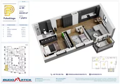 3 pokoje, mieszkanie 63,54 m², piętro 1, oferta nr B214, Pułaskiego, Siedlce, ul. Pułaskiego